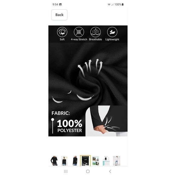 New Medium Baleaf Black Long Sleeve UPF50 RashGuard Lightweight Active Shirt NWT - Picture 4 of 8